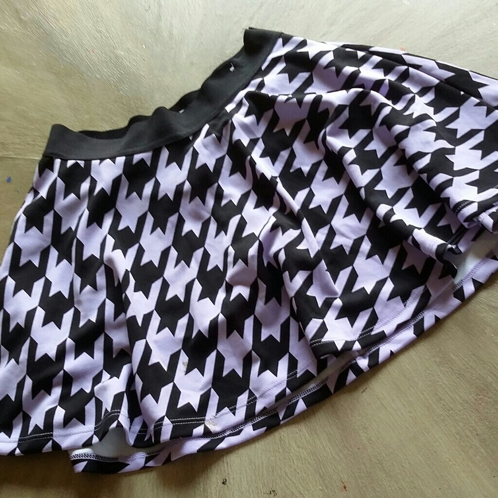 Lavender and black skirt.